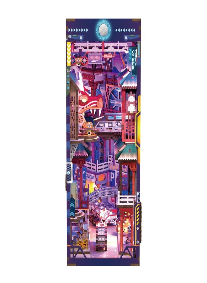 Hands Craft DIY Book Nook Kit - Cyber City Miniature Puzzle - Neon-Lit Cyberpunk Decor with Oriental Elements, Precision-Cut Wooden Pieces & LED Lights, Creative Craft Kit & Gift - Image 1